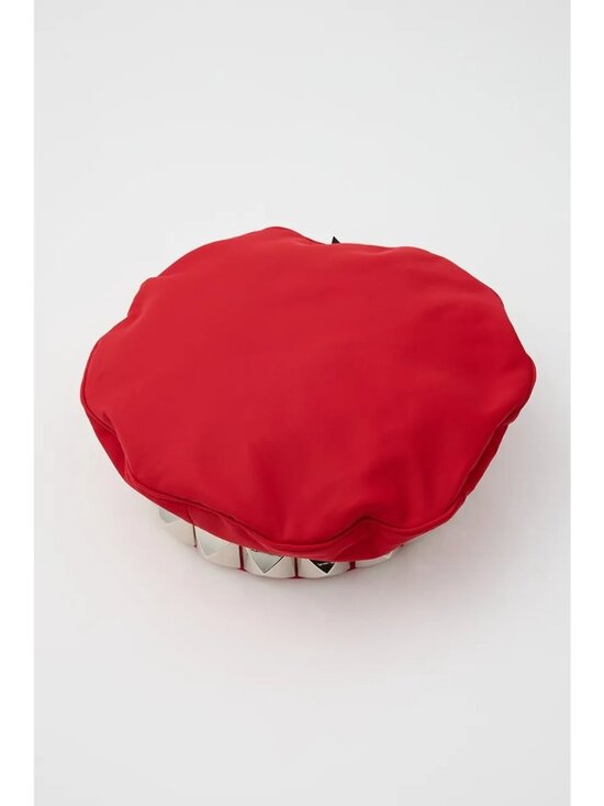 Vaguara MOUSSY Silver Tone Studs Beret Style Hat Red Size Small NWT main image 4